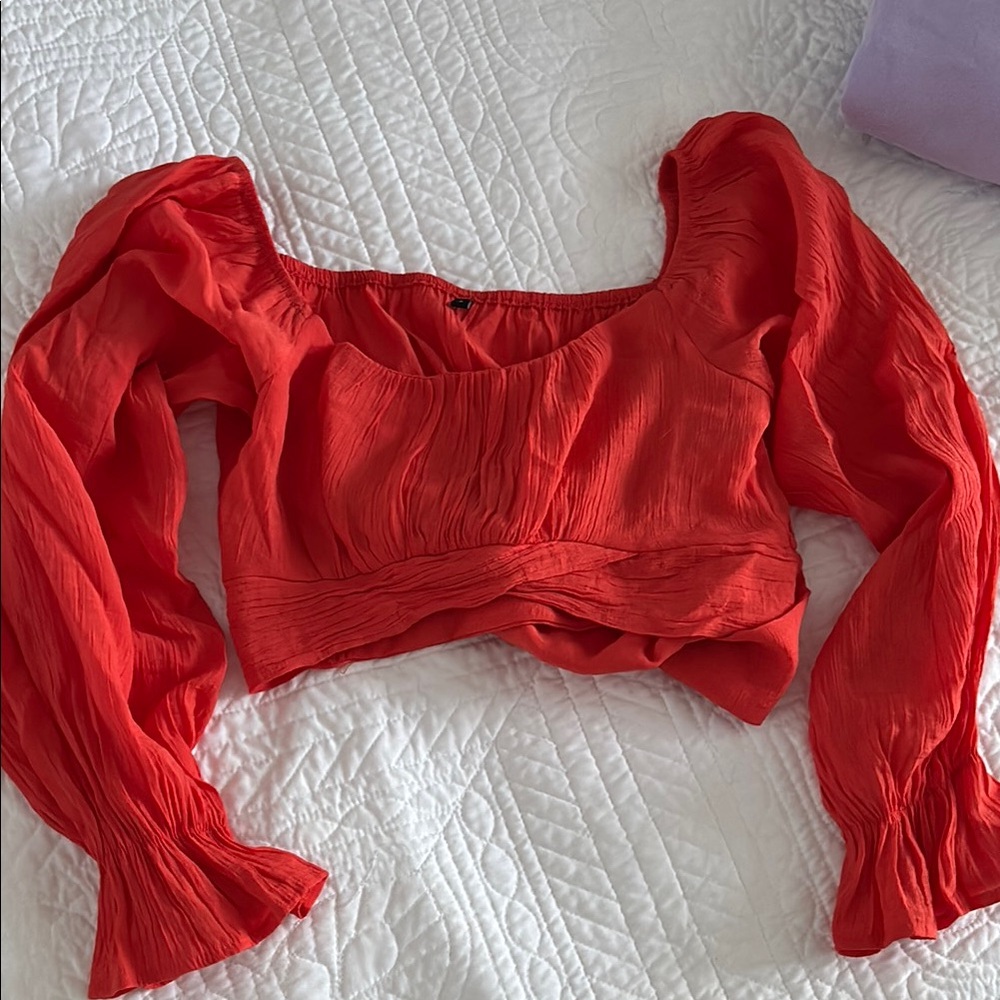 Women's Red Puff Sleeve Top